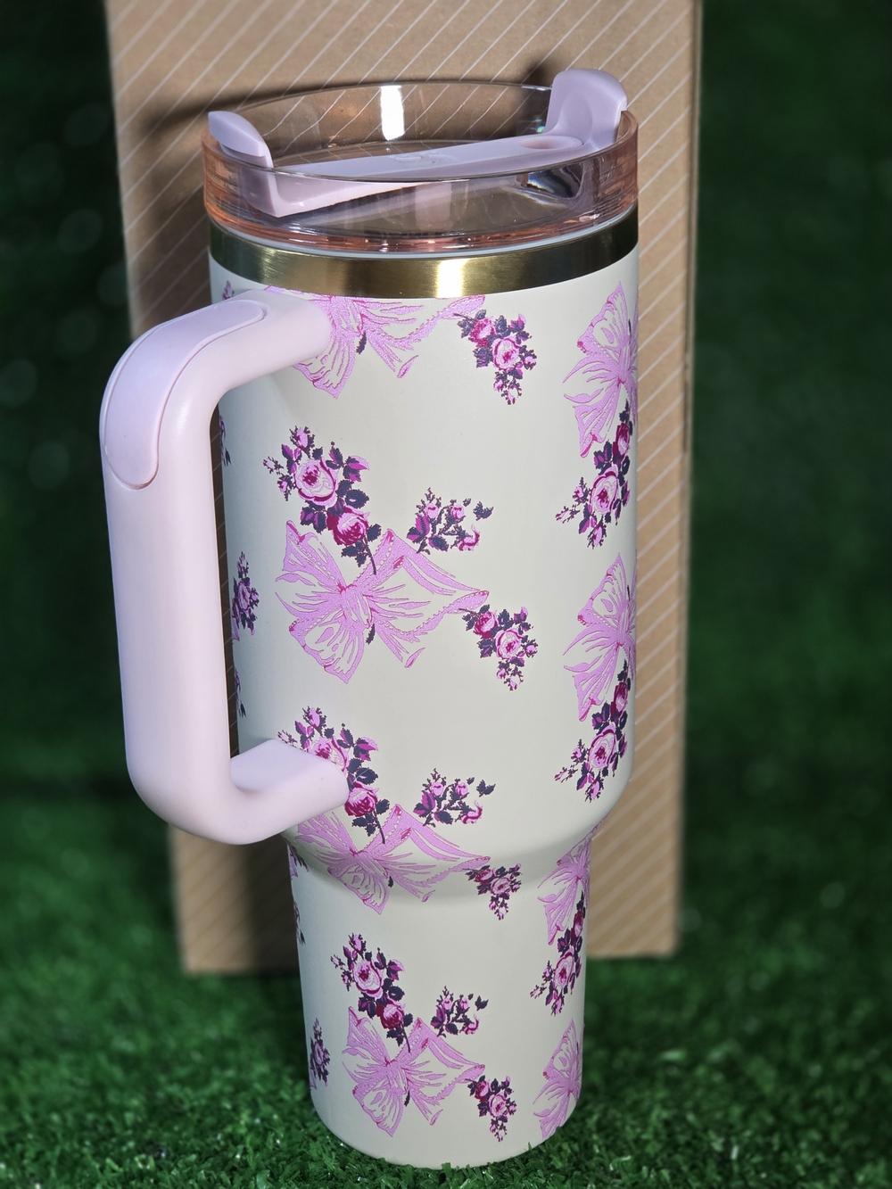 Stanley Pink and Cream Floral Tumbler White Tumbler Cup 40oz Brand New - Picture 5 of 8